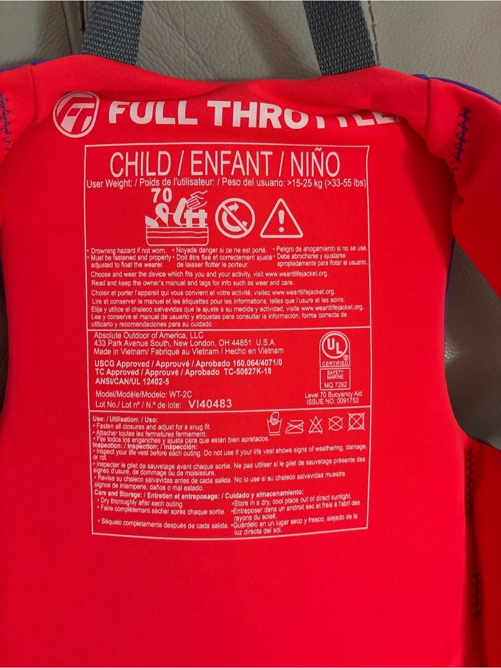 Child Full Throttle Purple & Red Life Vest - Kids Floatation Jacket